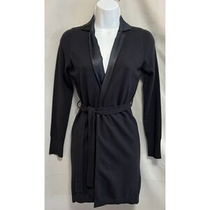 ALPHA Massimo Rebecchi Cardigan Cashmere Wool Silk Sz 38 (XS) Navy‎ Black Women